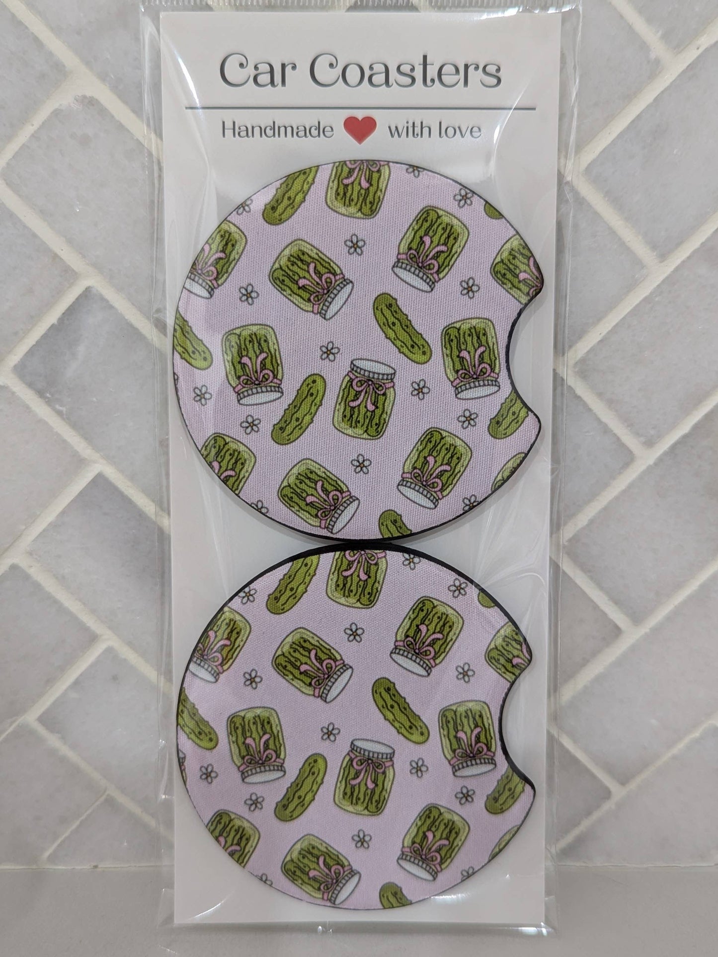 Pickle Lover Girls Coquette Car Coasters