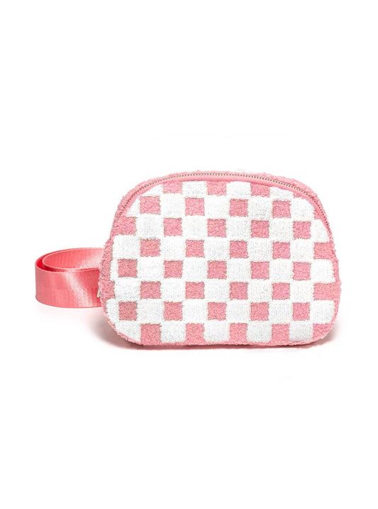 Pink & White Checkered Belt Bag