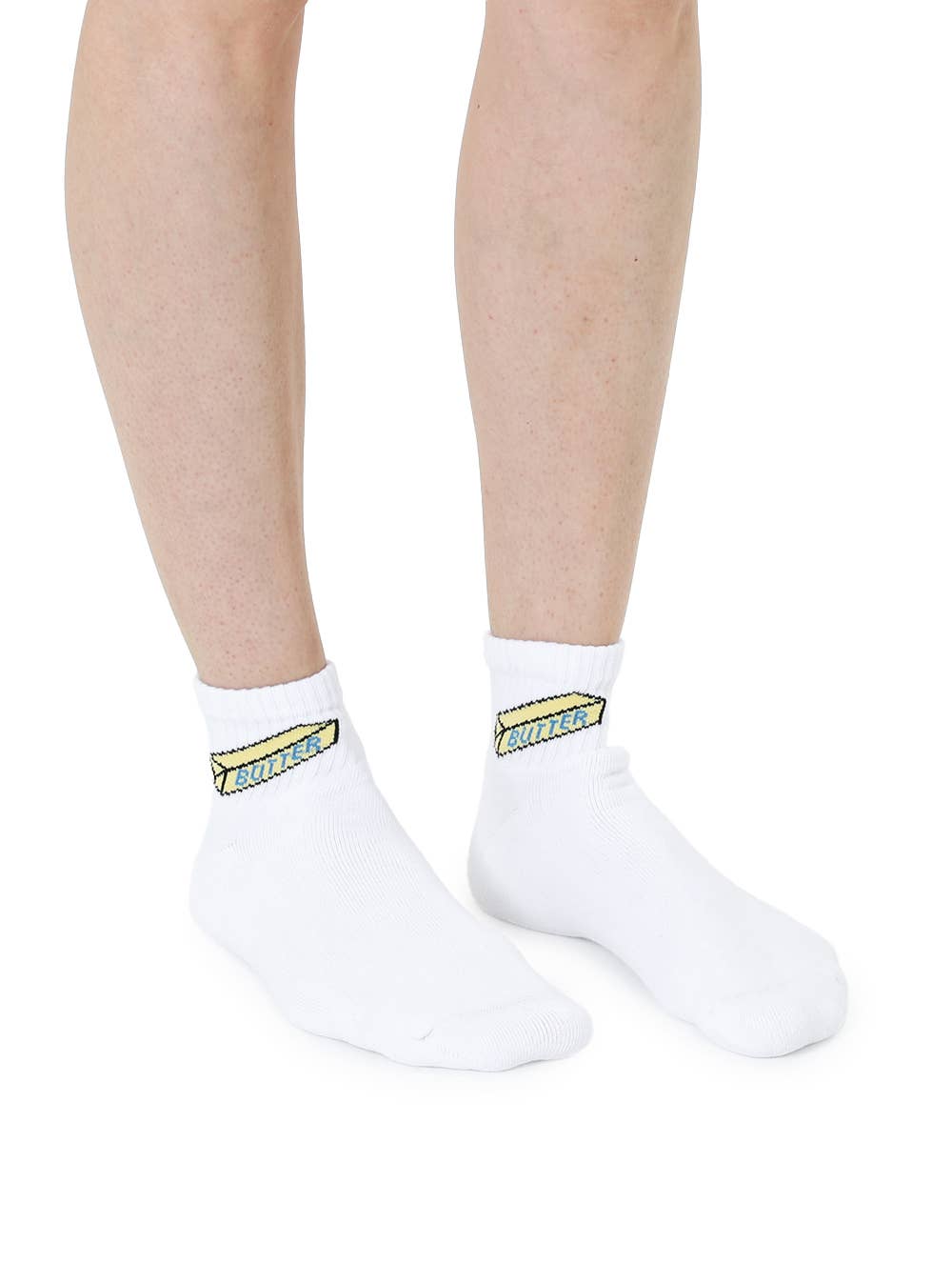 Classic Ankle Socks w/Ribbed Tubing - "Butter" Stick - White