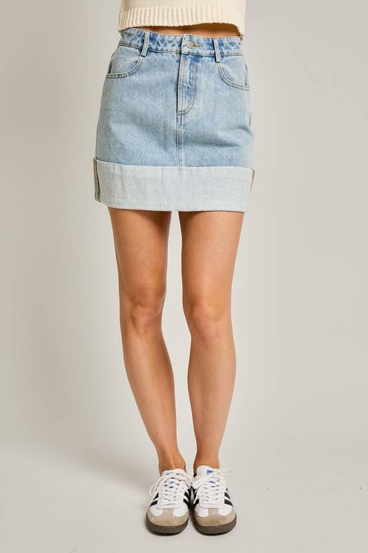 Le Lis | High Waisted Cuffed Mini Skirt