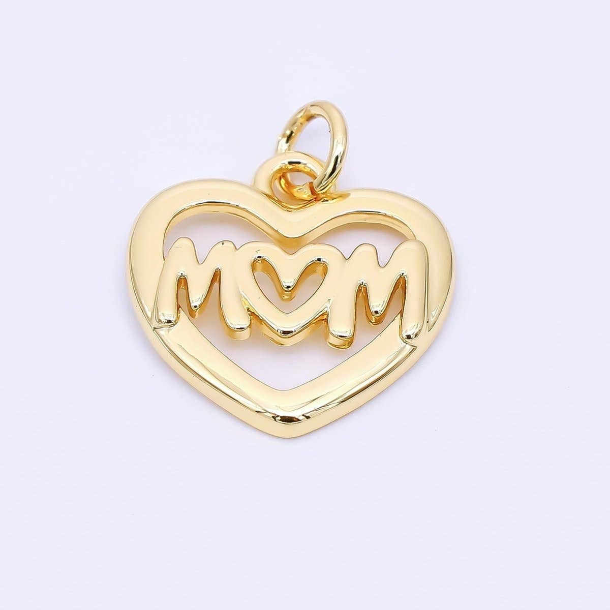 Open "MOM" Heart Charm