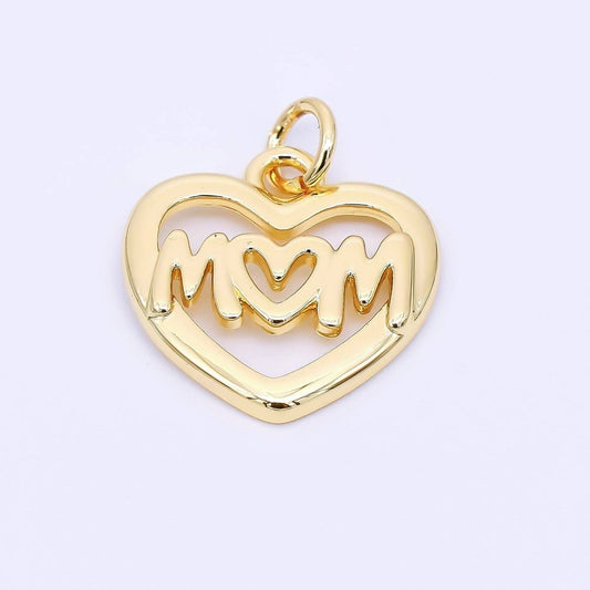 Open "MOM" Heart Charm