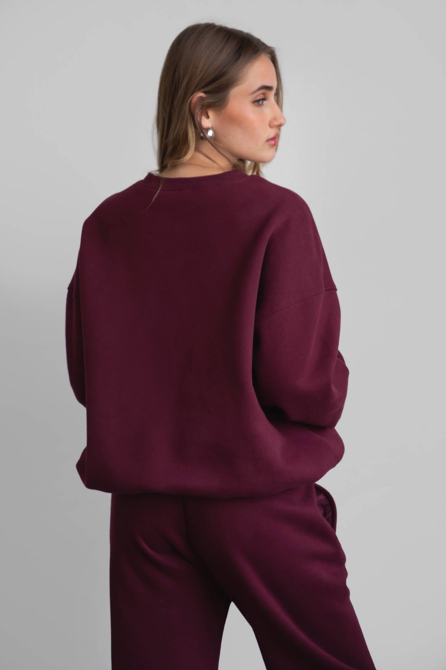 VARSITY Plush Fleece Crew Neck Lounge Pullover Sweatshirt