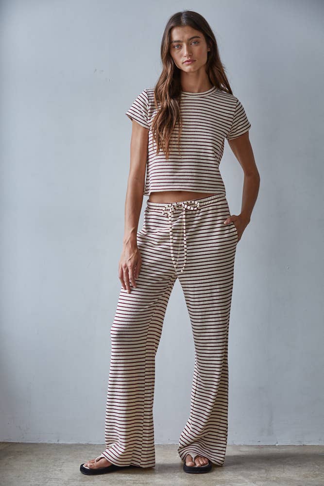 Knit Cotton Striped Short Sleeve Top