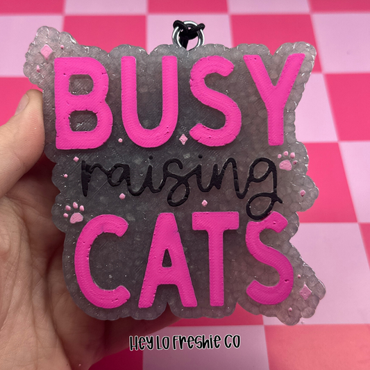 Busy Raising Cats Car Freshie [Scent: Pink Sugar]
