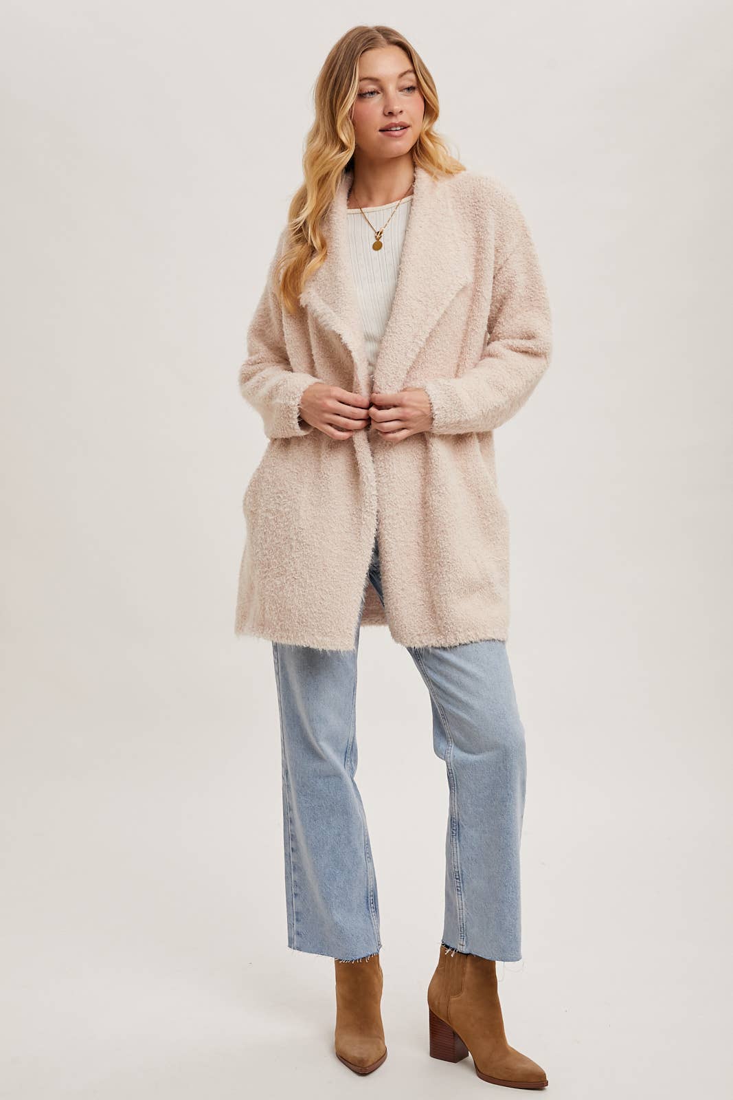 Bluivy | SOFT FUZZY DRAPE FRONT CARDIGAN