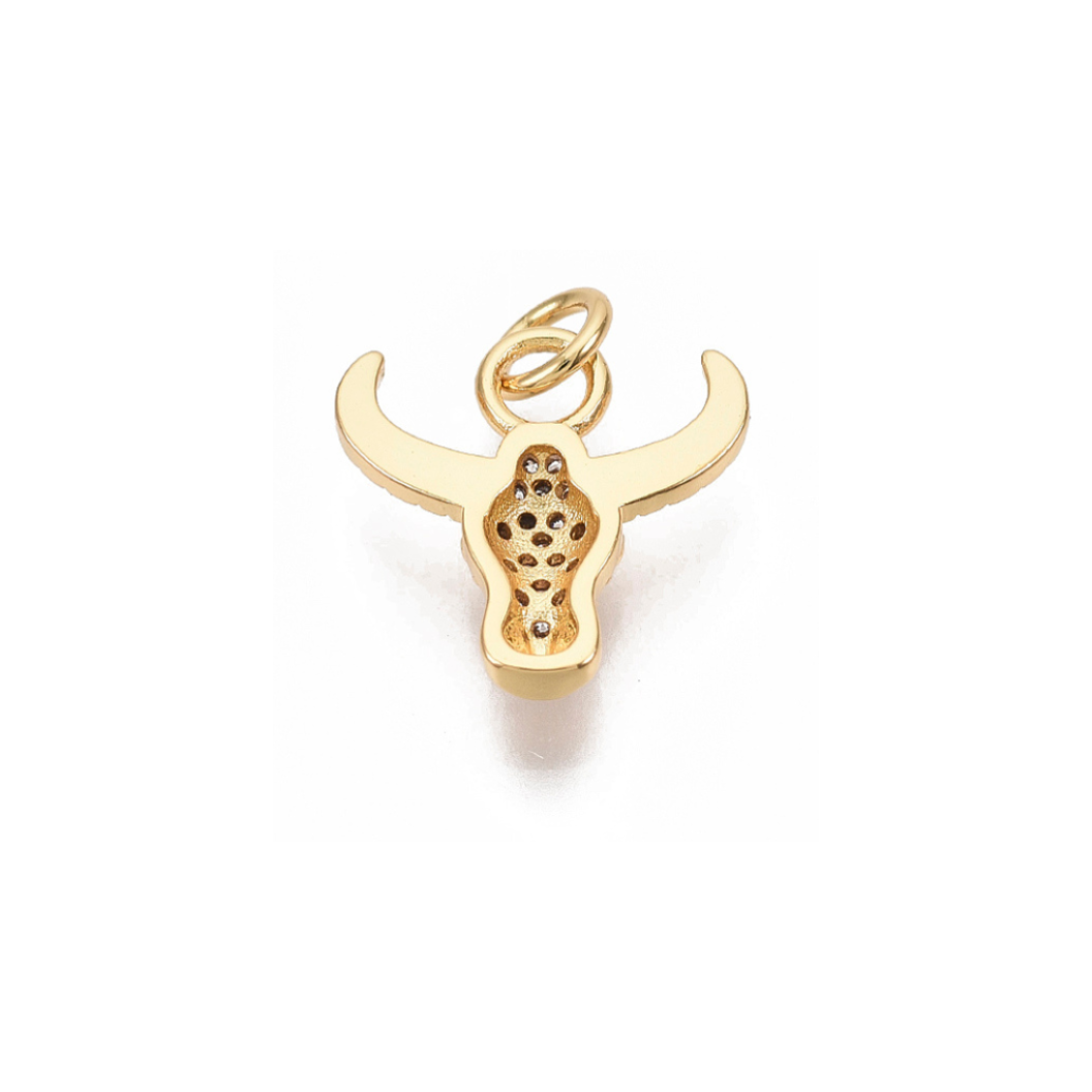 *Gold Cubic Zirconia Longhorn Charm