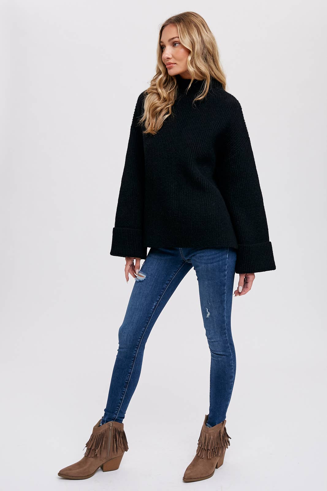 FUNNEL NECK OVERSIZED PULLOVER