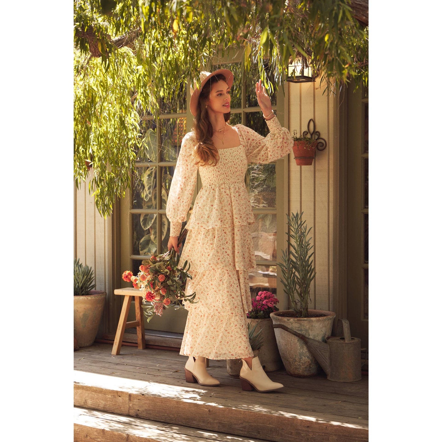 In February | Garden Floral Chiffon Maxi Dress