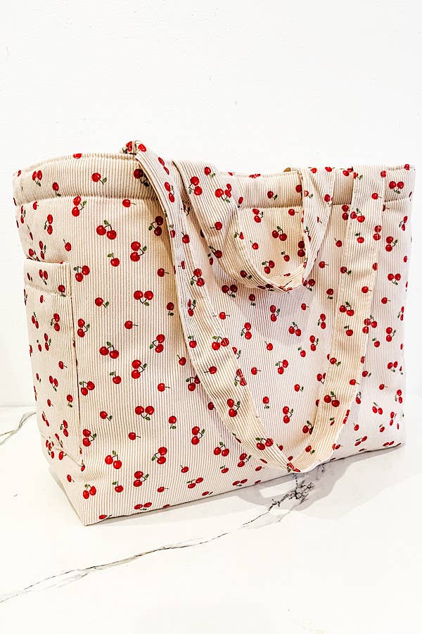 Stevie Cherry Print Tote Bag