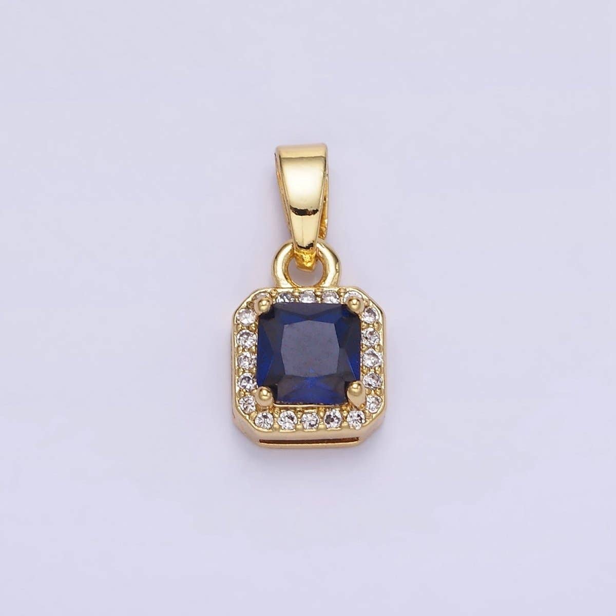 14K Gold Filled CZ Micro Paved Edged Square Pendant in Gold & Silver | AA1270 - AA1280