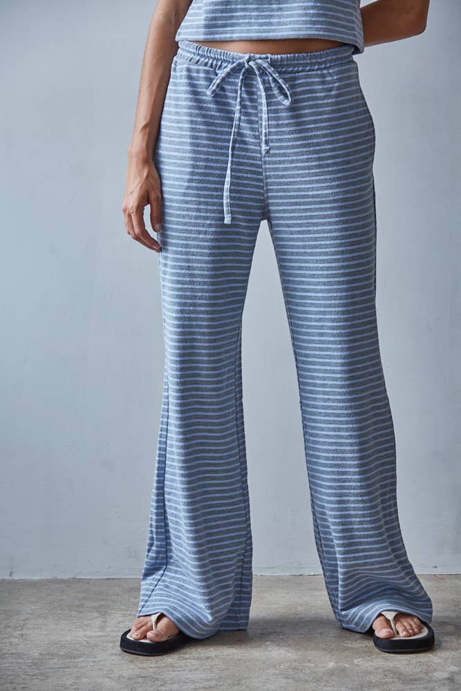 Knit Cotton Striped Flare Pants