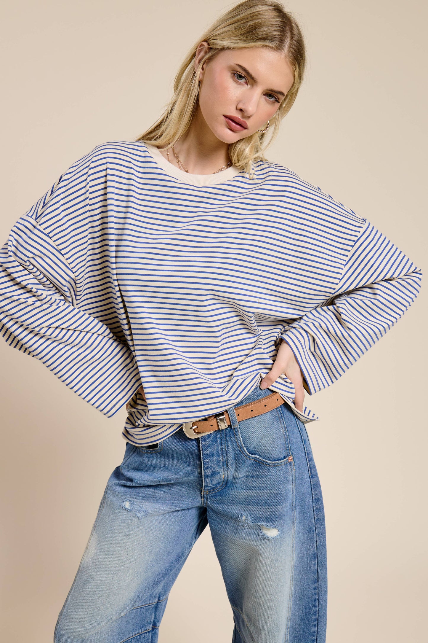Mimosa | Striped Oversized Long Sleeve Top