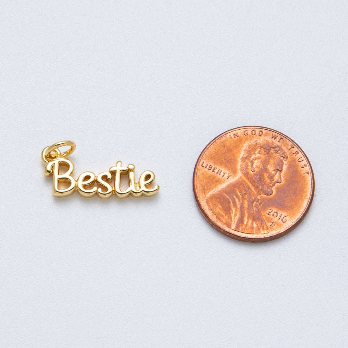 "Bestie" Mini Script Charm