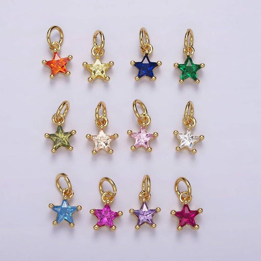 Celestial Star Birthstone Charms
