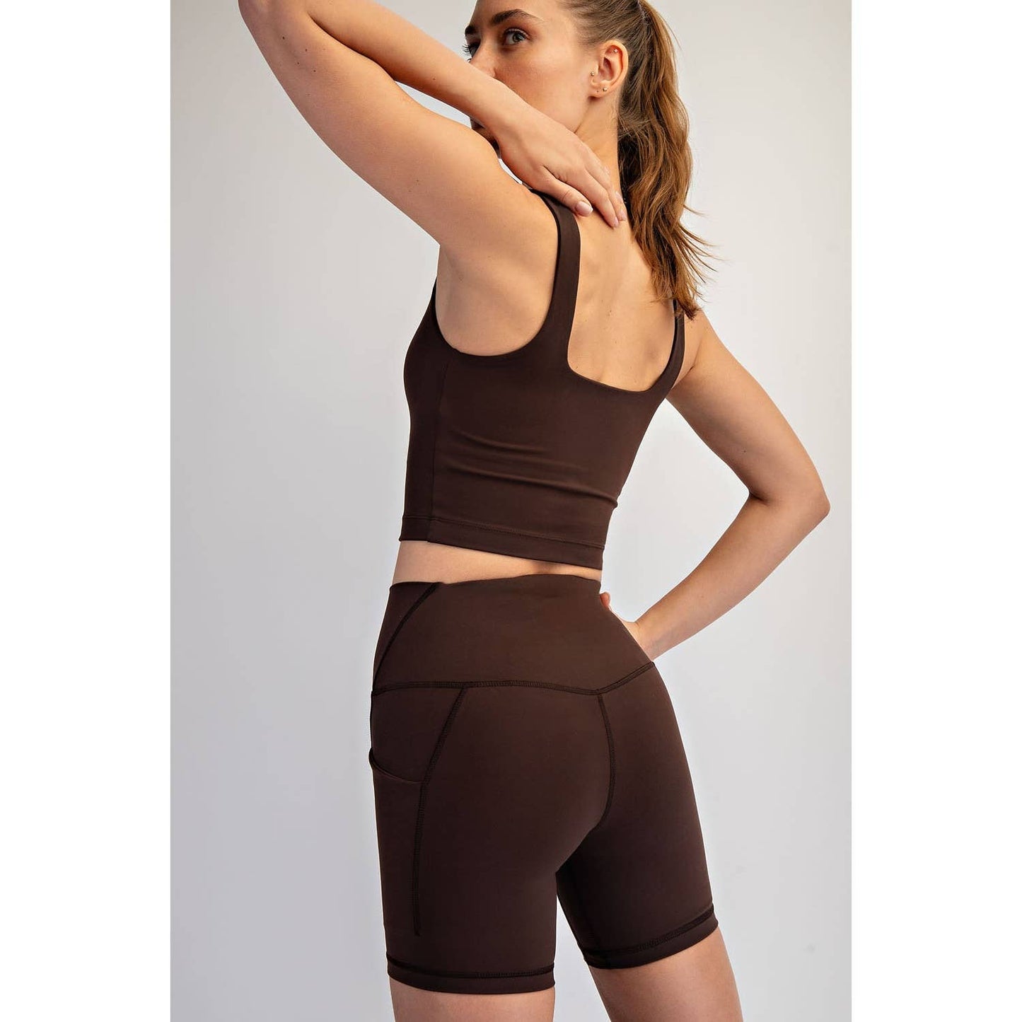 NYLON BUTTER SQUARE NECK CROPPED TANK