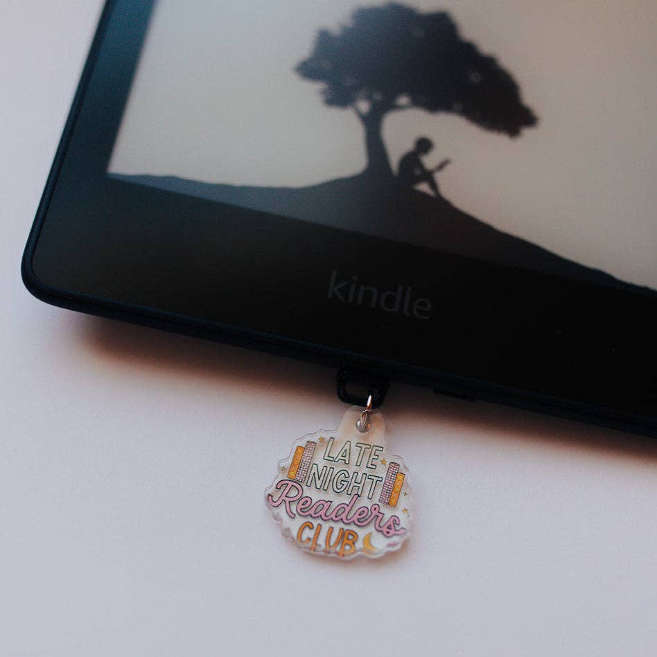 Acrylic Kindle Dust Plug Charm USB-C, Late Night Readers Club