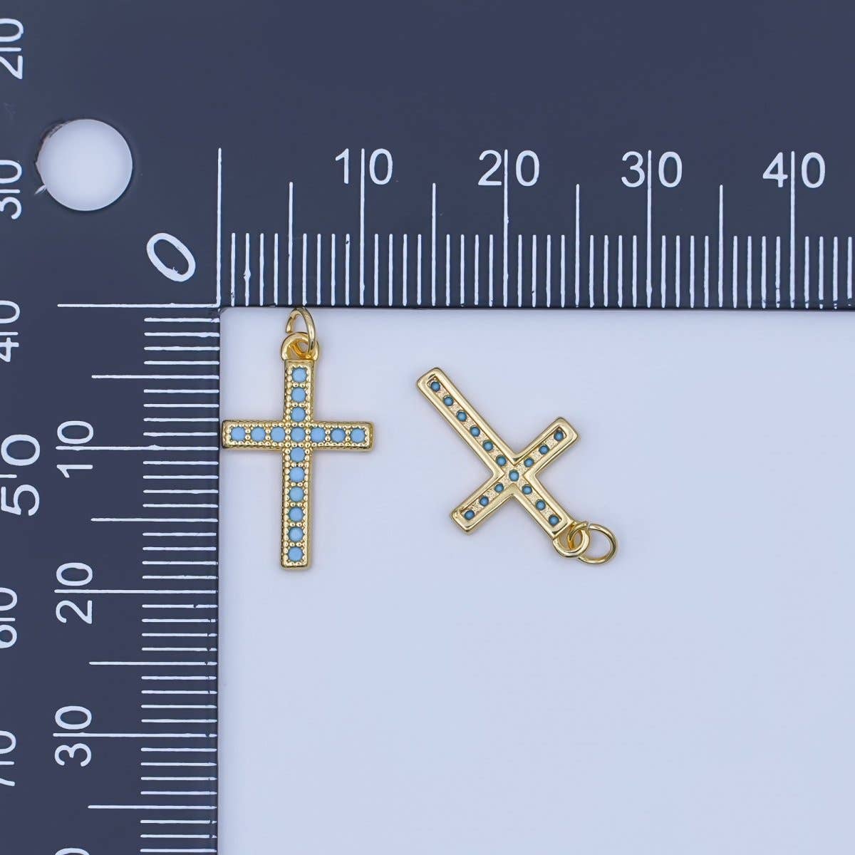 Turquoise Micro Paved Cross Charm