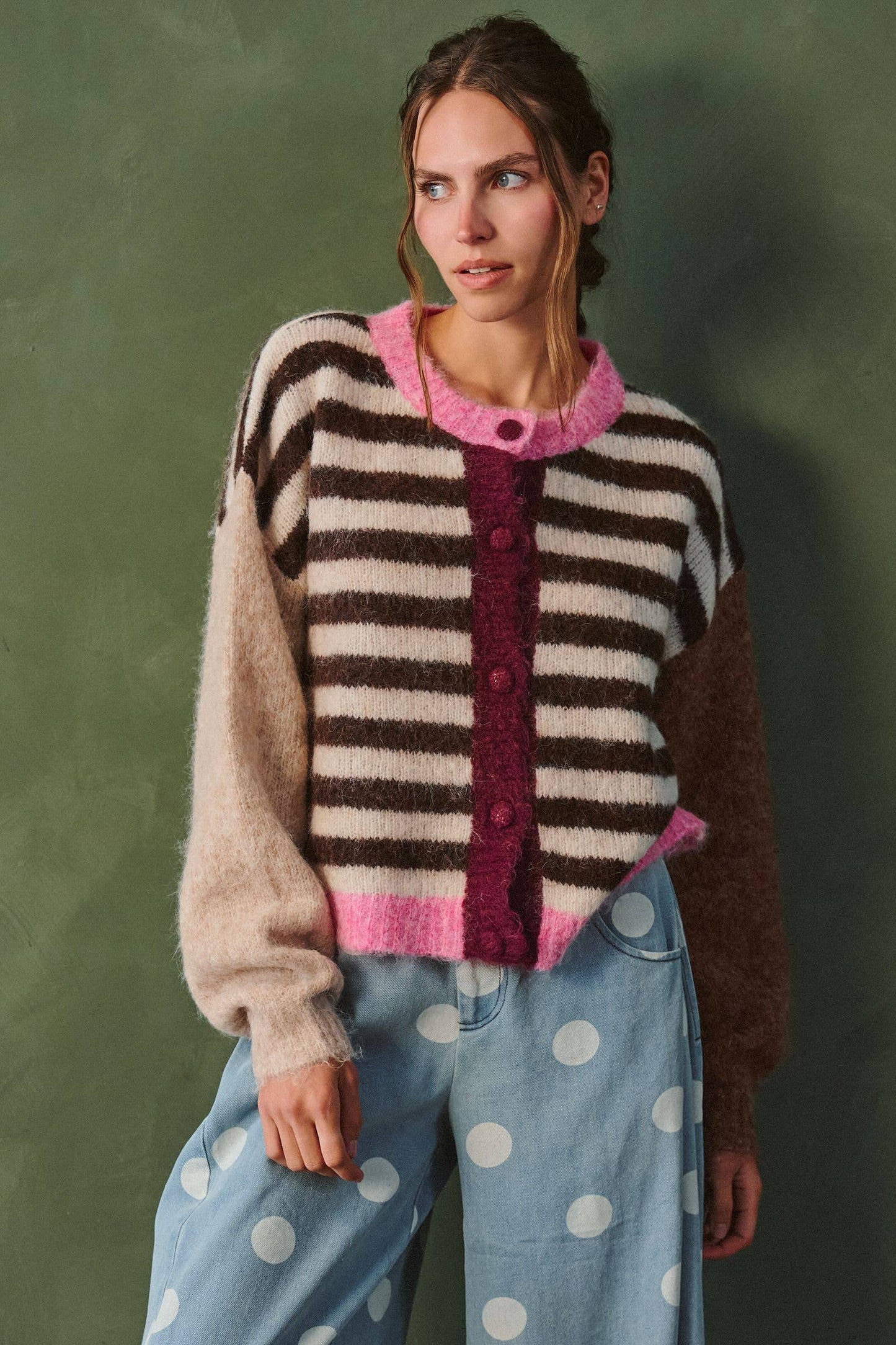 COLOR POP STRIPE KNIT CARDIGAN
