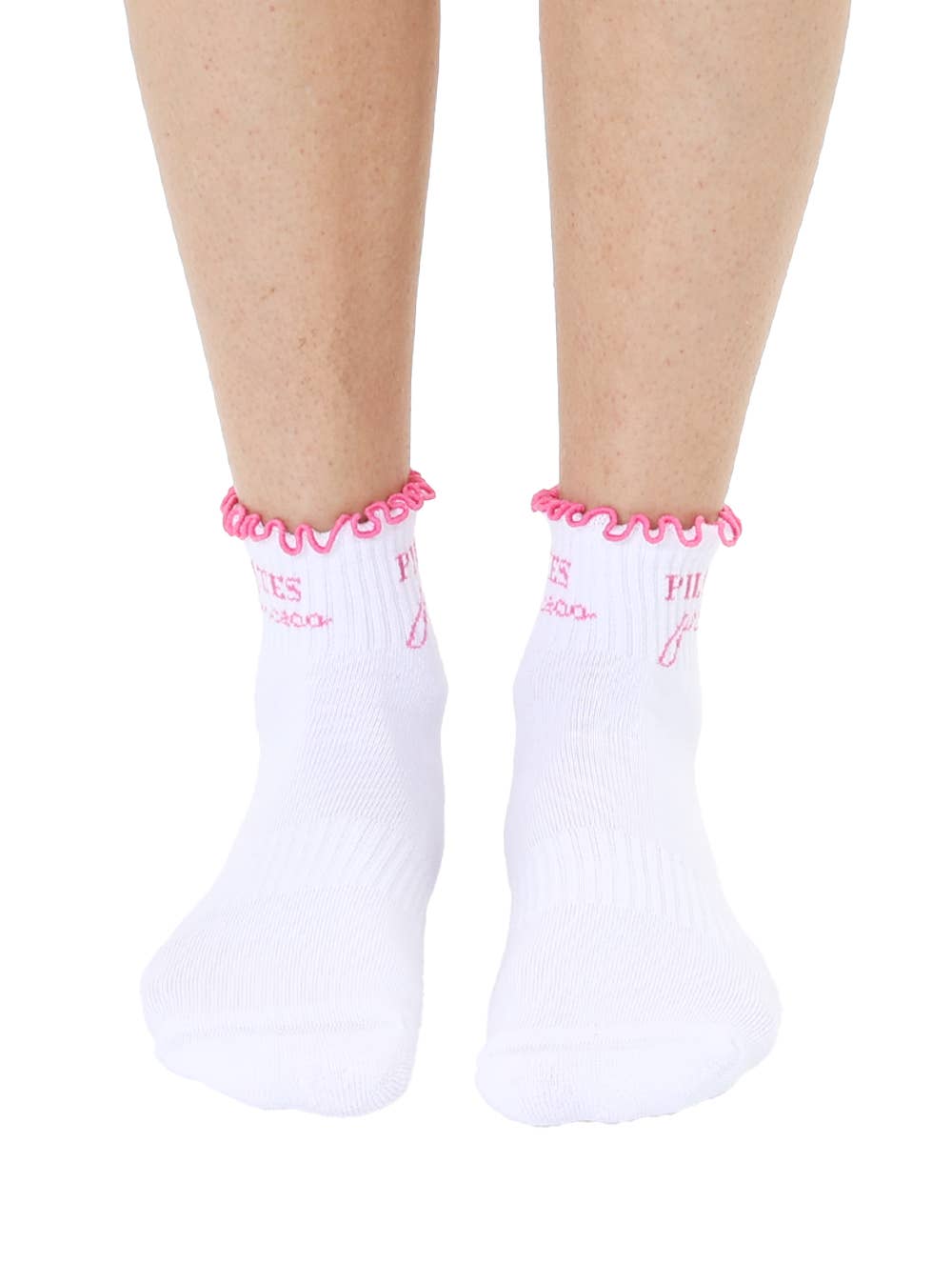 Bottom Grip Ankle Socks w/ Ruffles - "Pilates Princess"