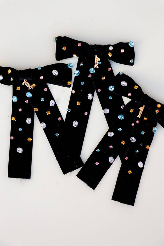 Kaxi | COLORED GEM BLACK VELVET BOW