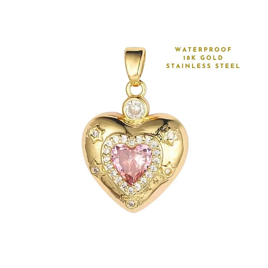 Diamante Pink Heart | Charms