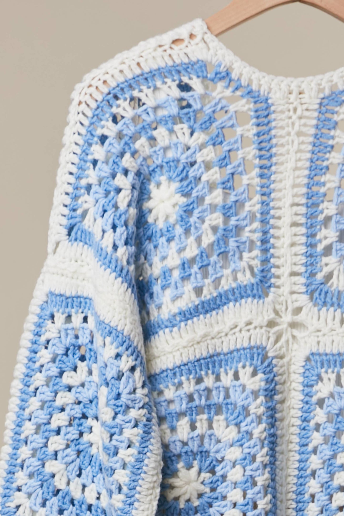 Hand Made Crochet Square Pattern Cardigan