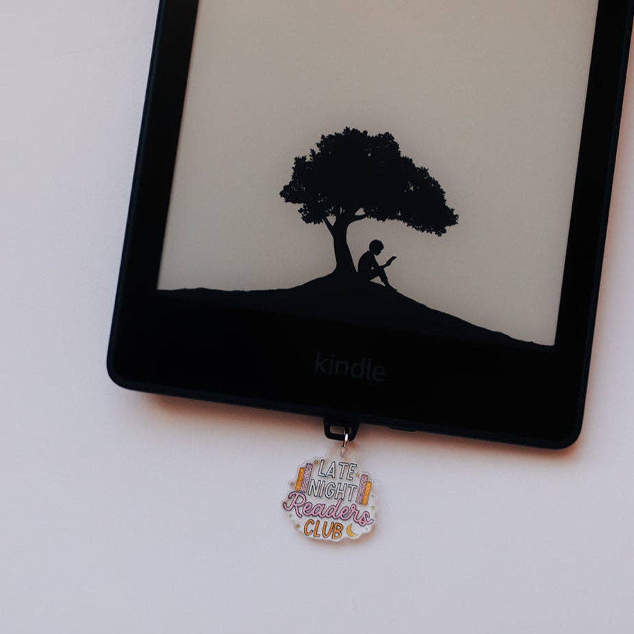 Acrylic Kindle Dust Plug Charm USB-C, Late Night Readers Club