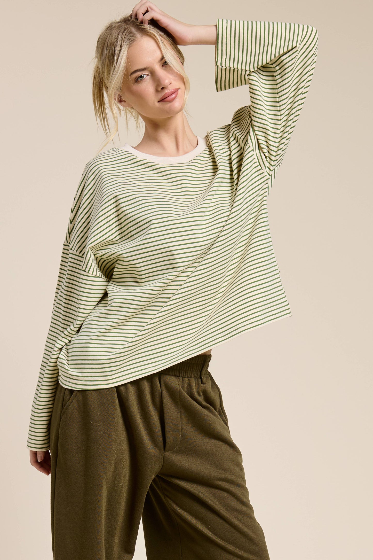 Mimosa | Striped Oversized Long Sleeve Top
