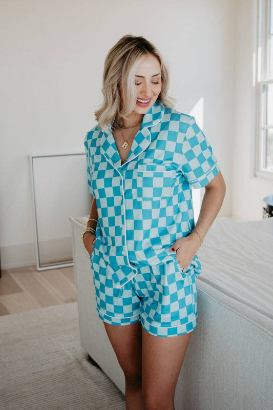 Teal Checker PJ Set