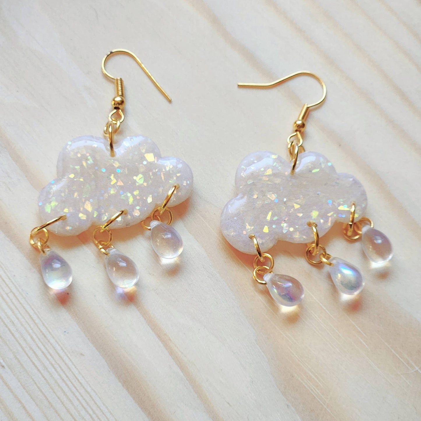 Opal earrings glitter cloud clay earrings cute iridescent