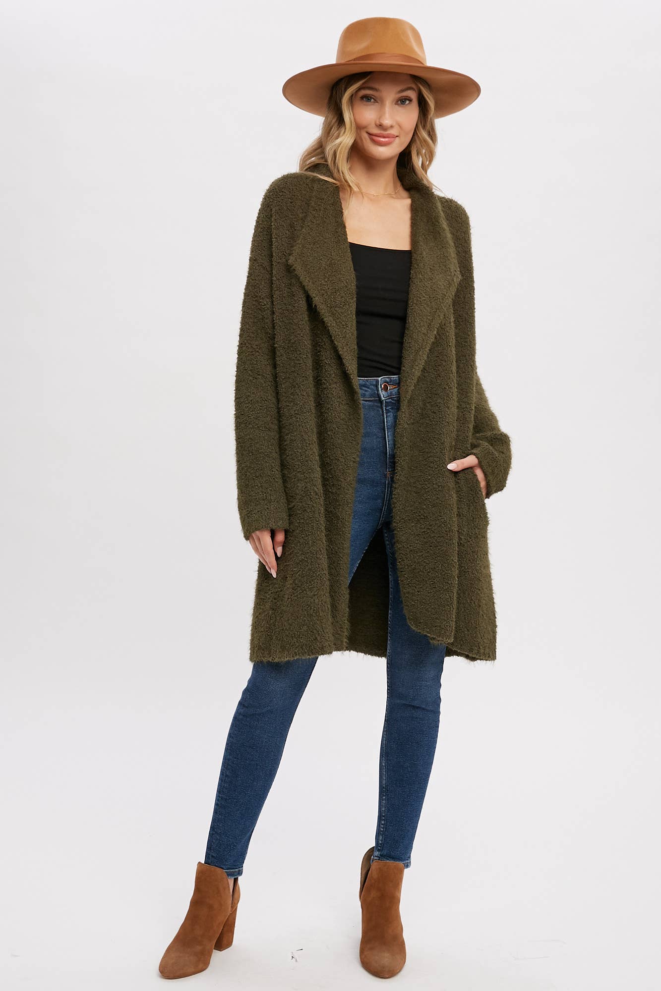 Bluivy | SOFT FUZZY DRAPE FRONT CARDIGAN