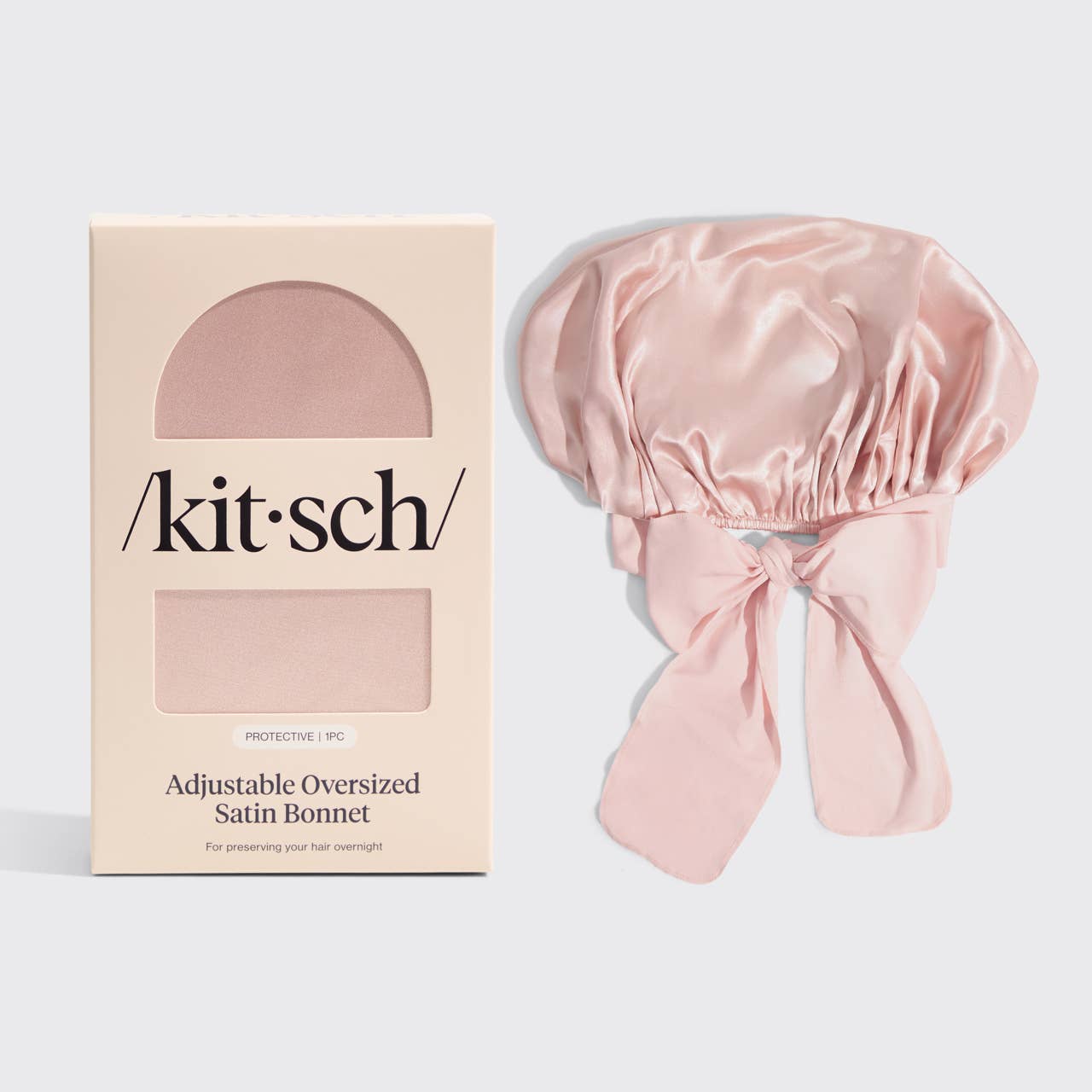 Kitsch | Adjustable Oversized Satin Bonnet- Blush