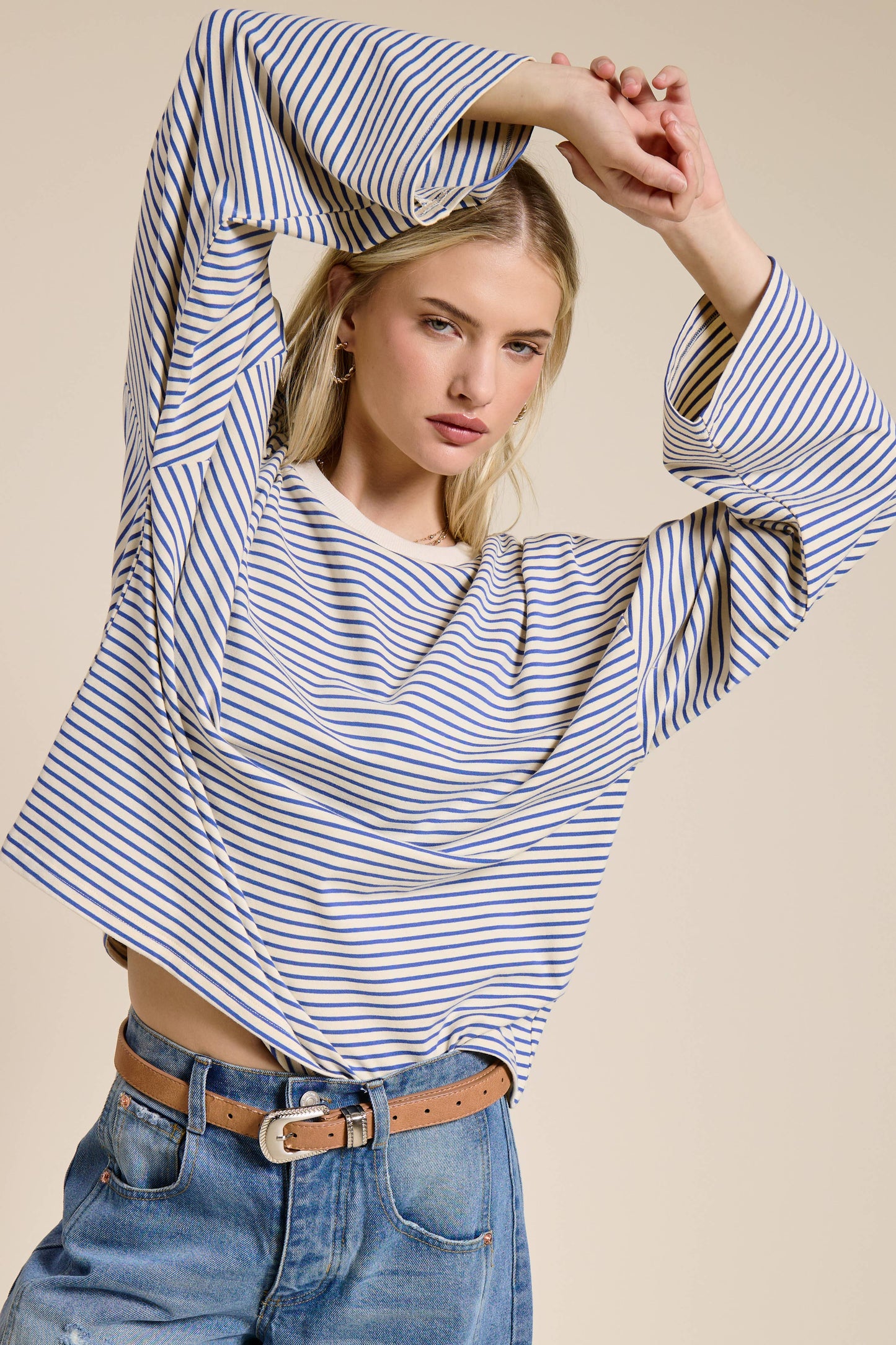 Mimosa | Striped Oversized Long Sleeve Top