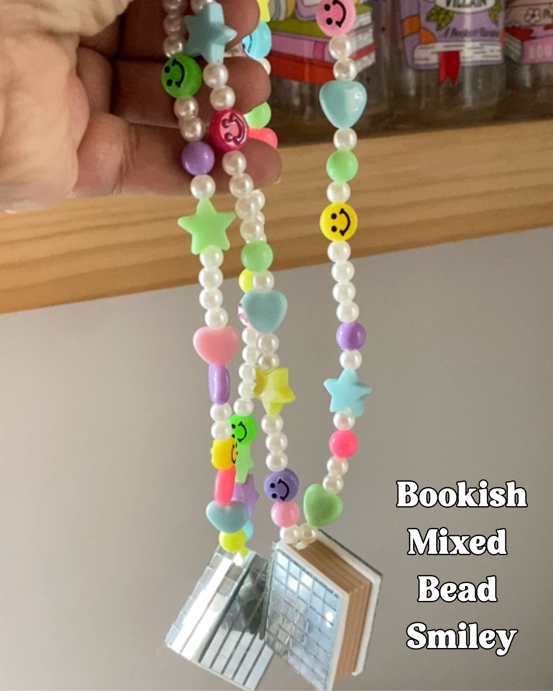 Mixed Bead Smiley Bookish Car Charm