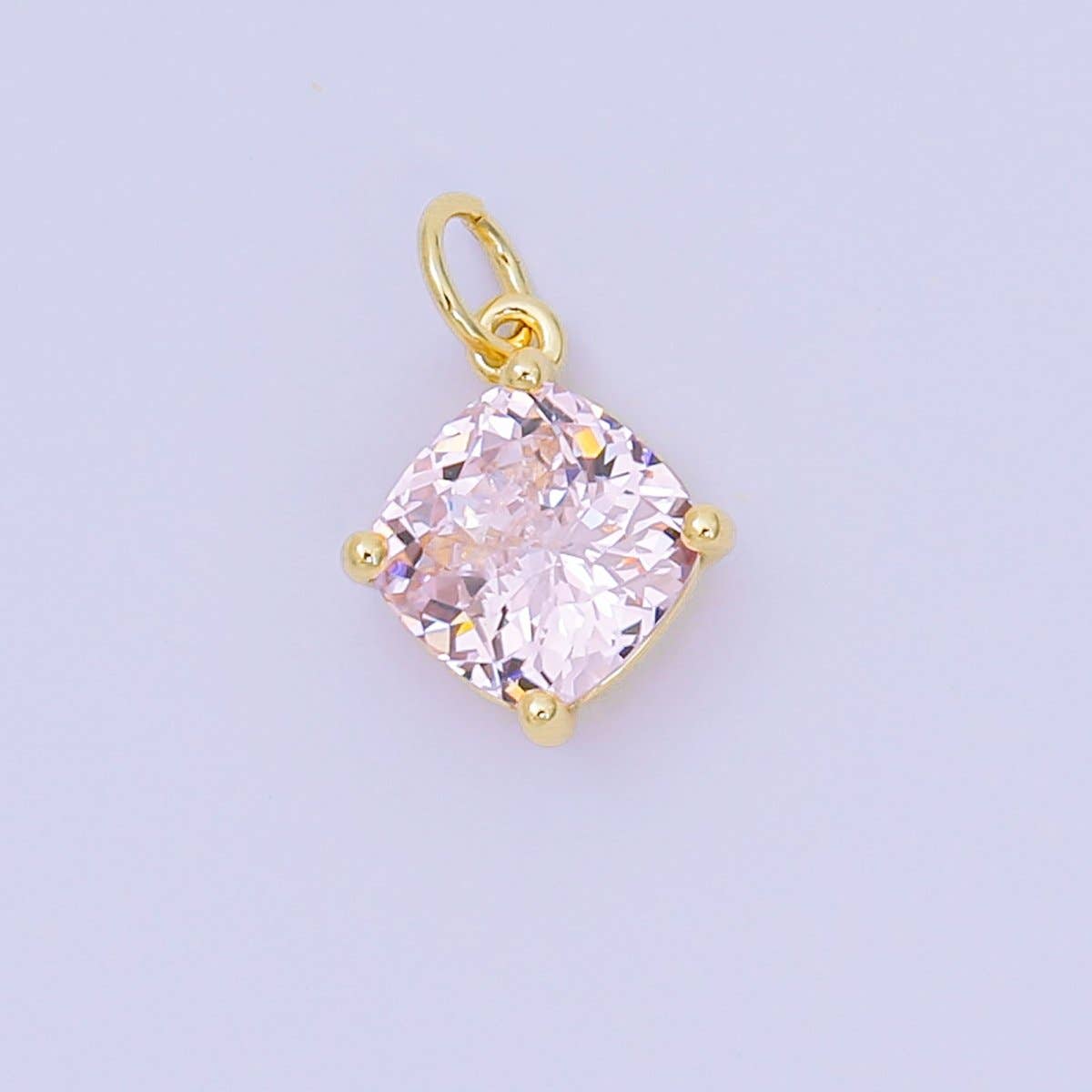 24K Gold Filled 13mm Rhombus Multicolor Birthstone CZ Charm in Gold | AC1561 - AC1567