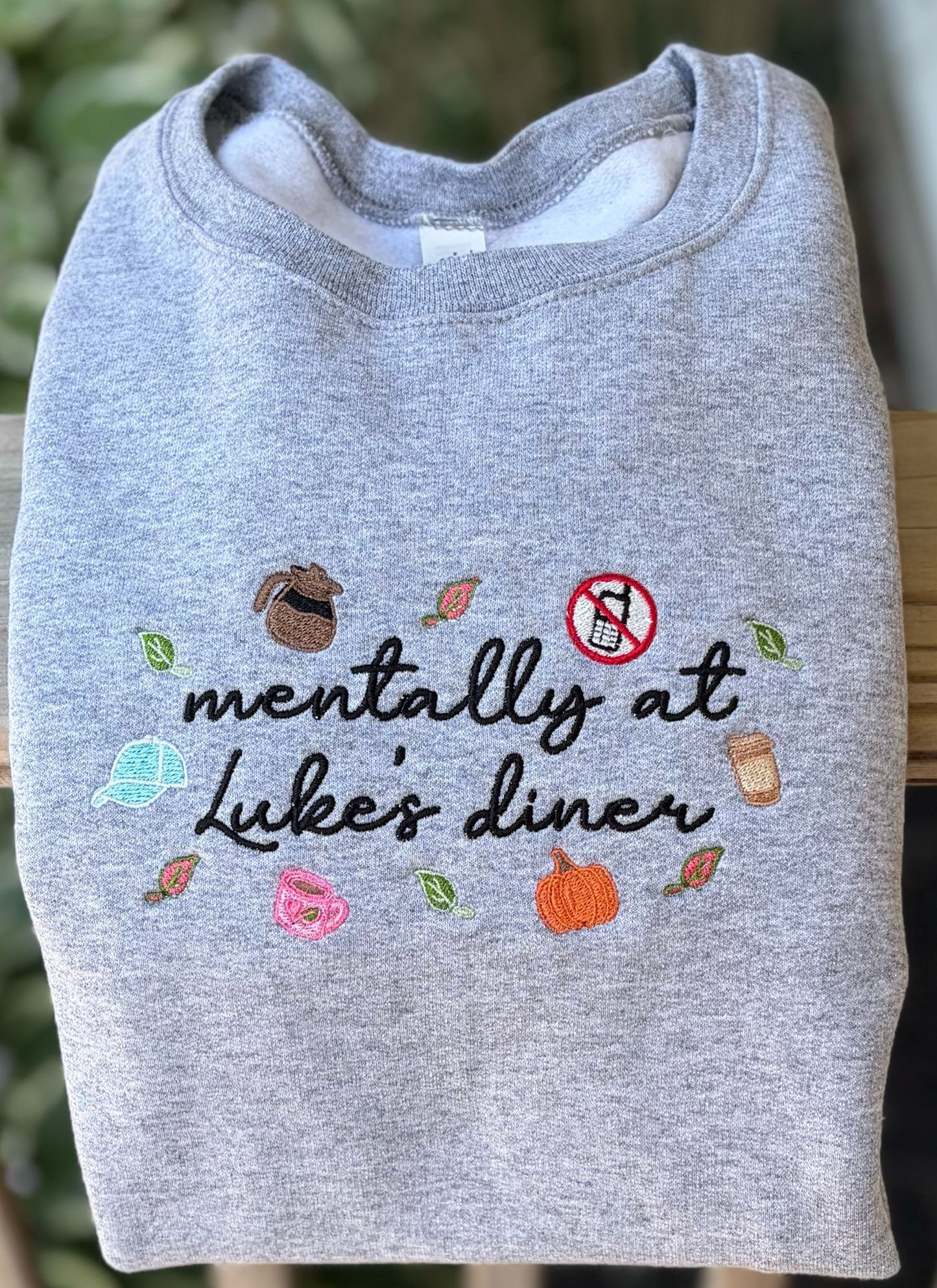 Mentally At Luke's Diner Embroidered Crew