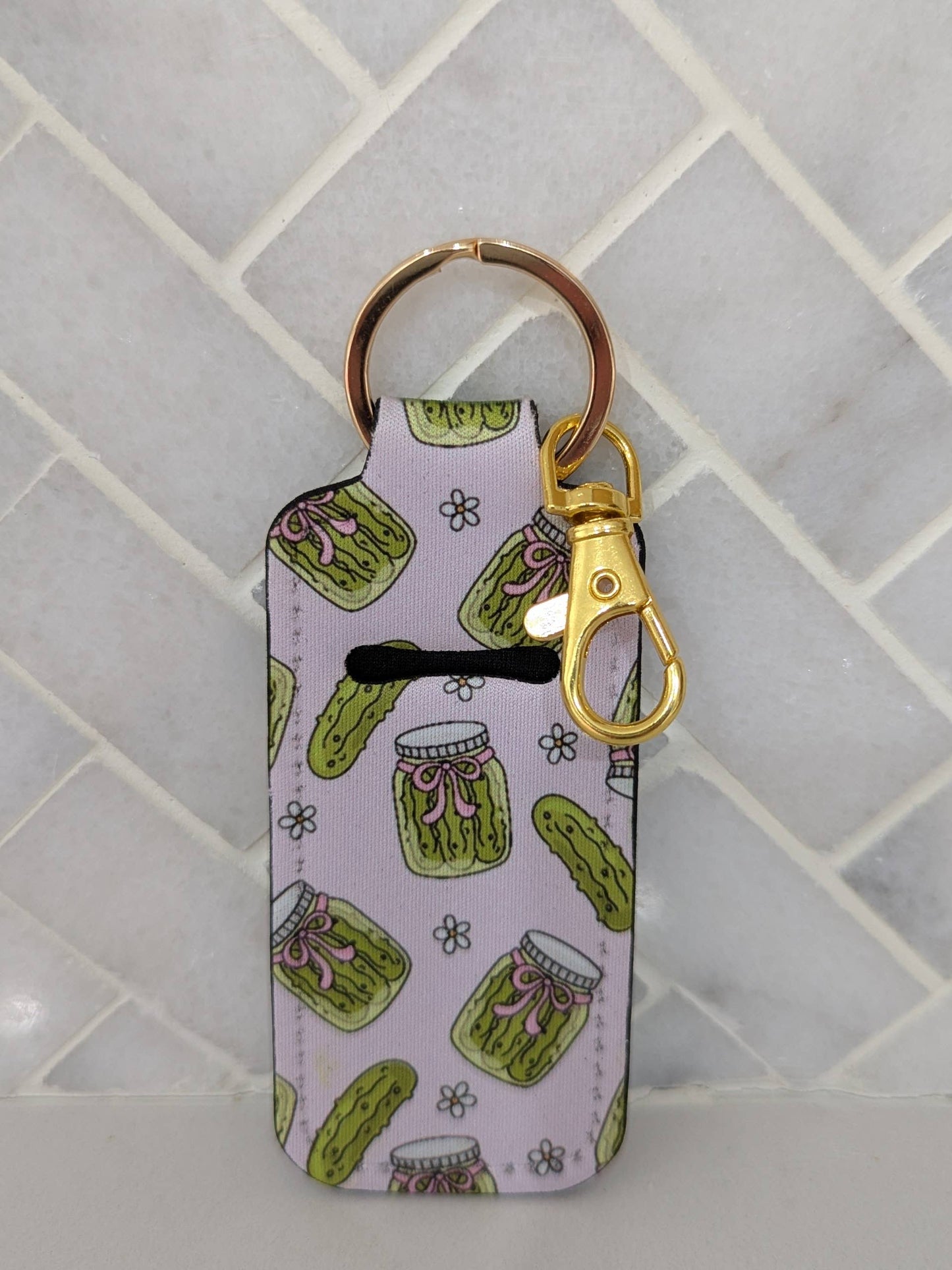 Pickle Girl Coquette Lip Balm Chapstick Holder Keychain
