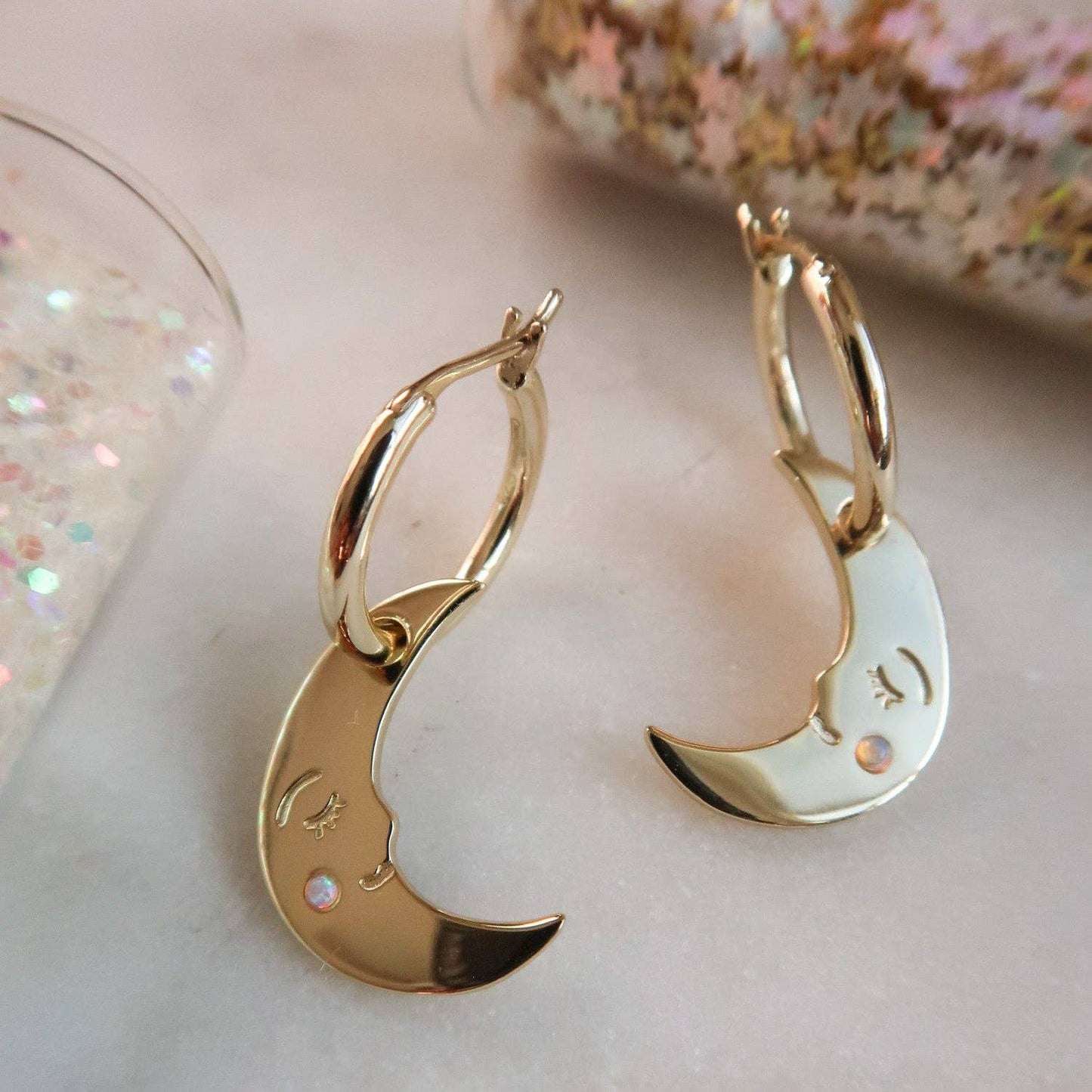 You are my Moonlit Secret Moon Hoop Earrings