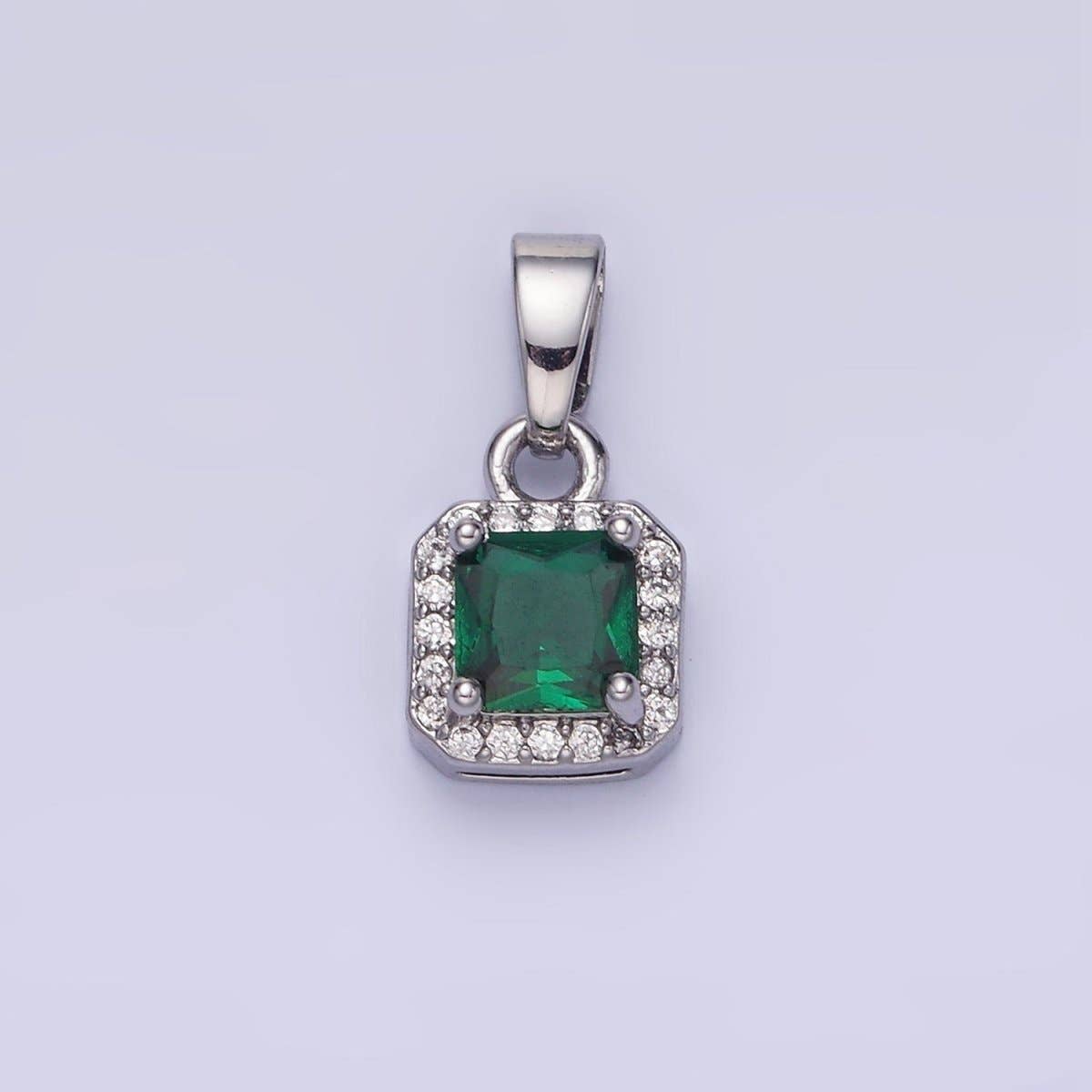 14K Gold Filled CZ Micro Paved Edged Square Pendant in Gold & Silver | AA1270 - AA1280