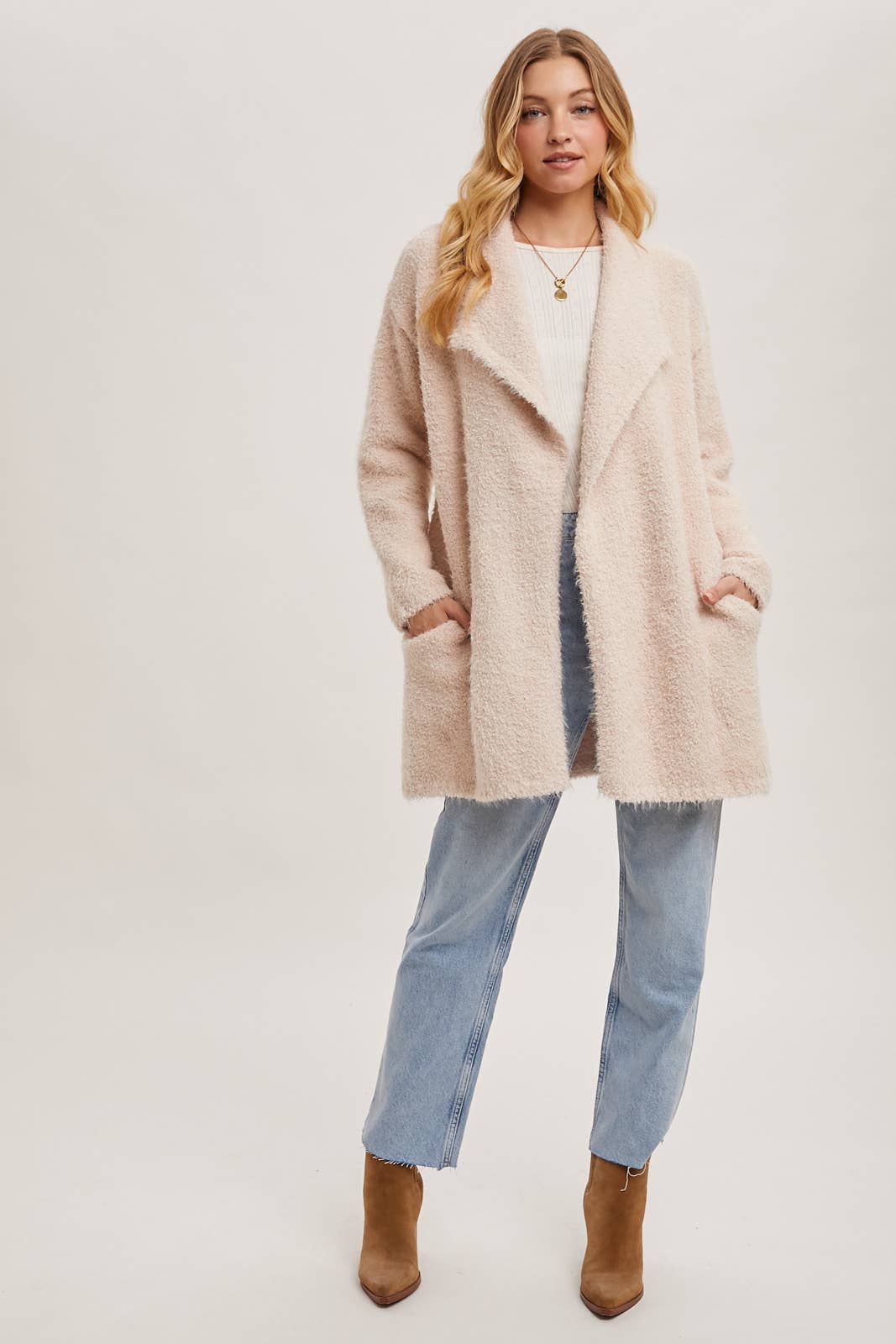 Bluivy | SOFT FUZZY DRAPE FRONT CARDIGAN