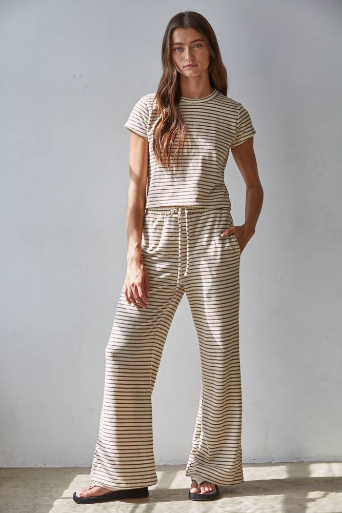 Knit Cotton Striped Short Sleeve Top