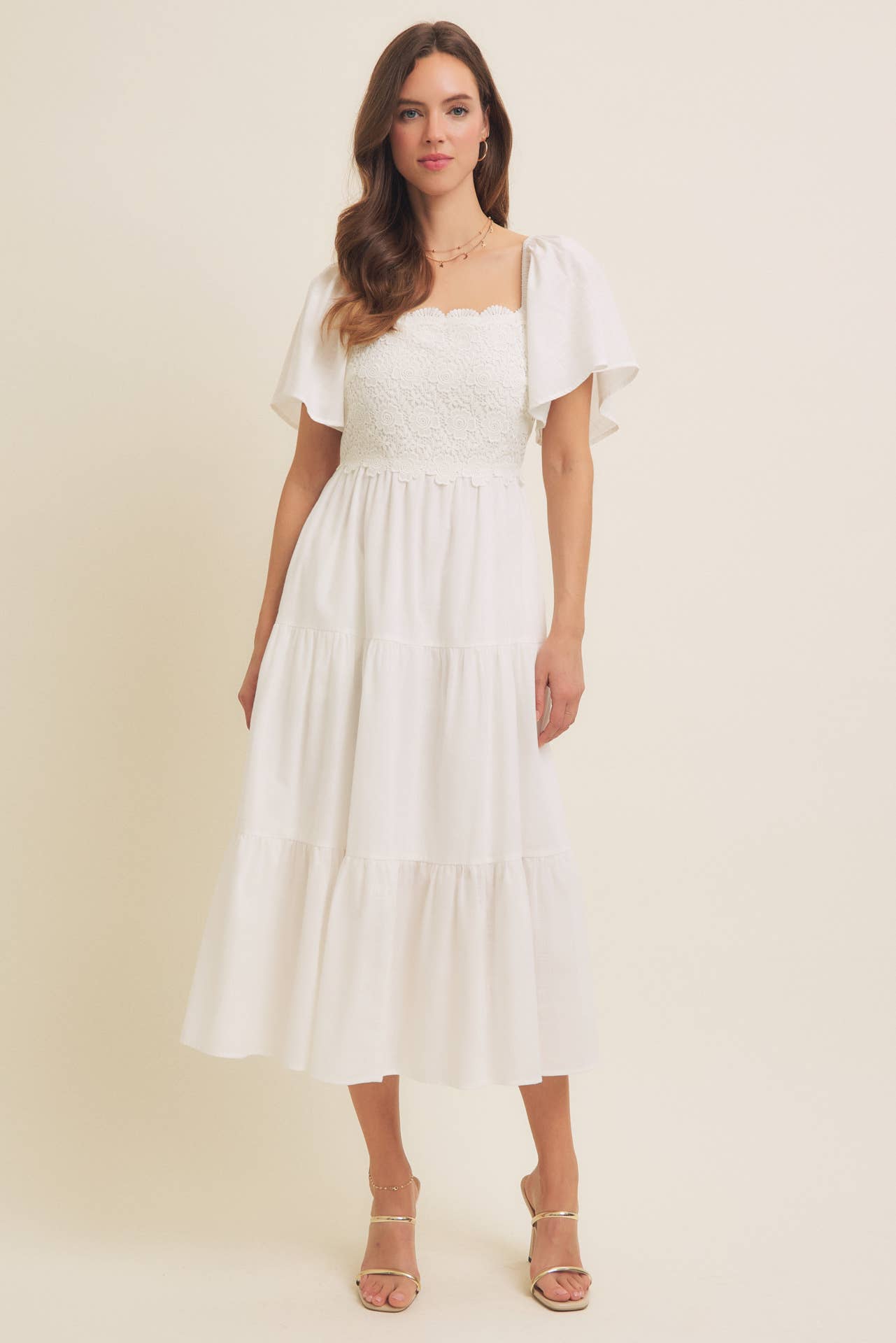 Flutter Sleeves Midi Dress