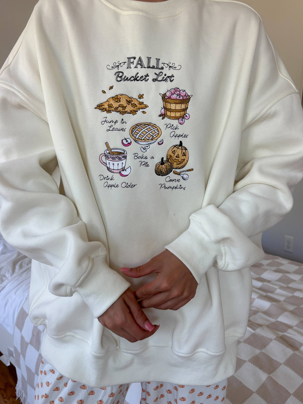 Sunkissed Coconut | Fall Bucket List Embroidered Sweatshirt