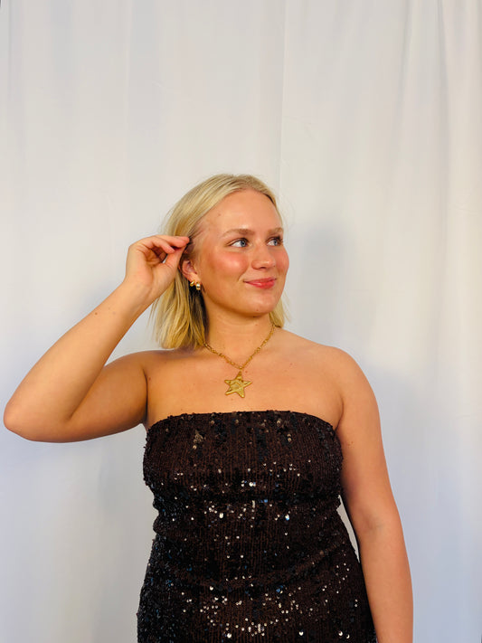 needii | Dark Chocolate Sequin Midi Dress