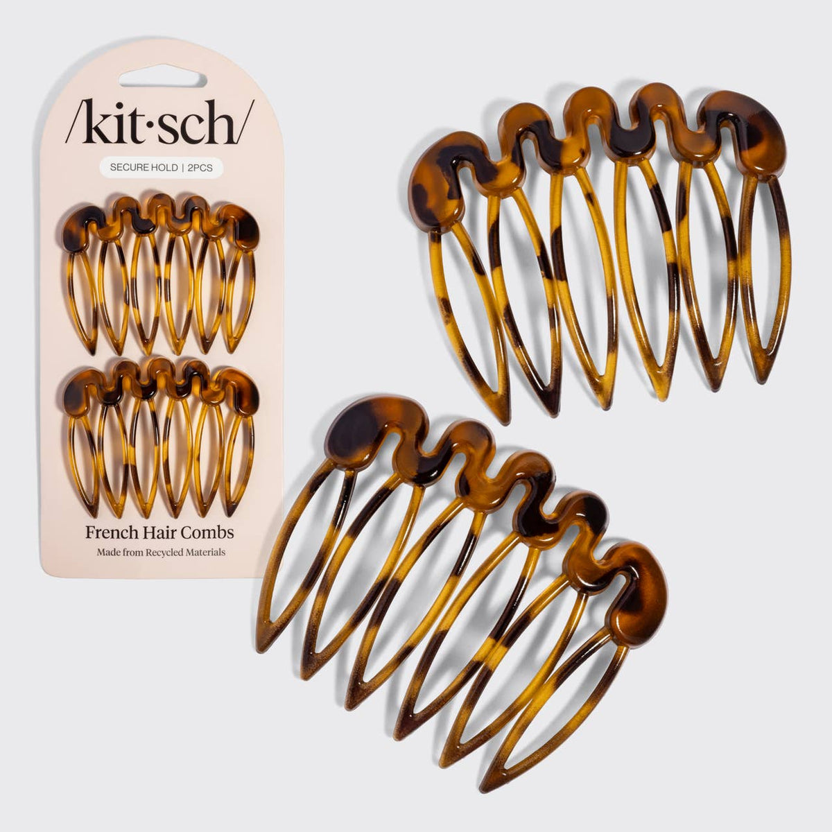 Recycled Plastic French Hair Combs 2pc Set - Tort