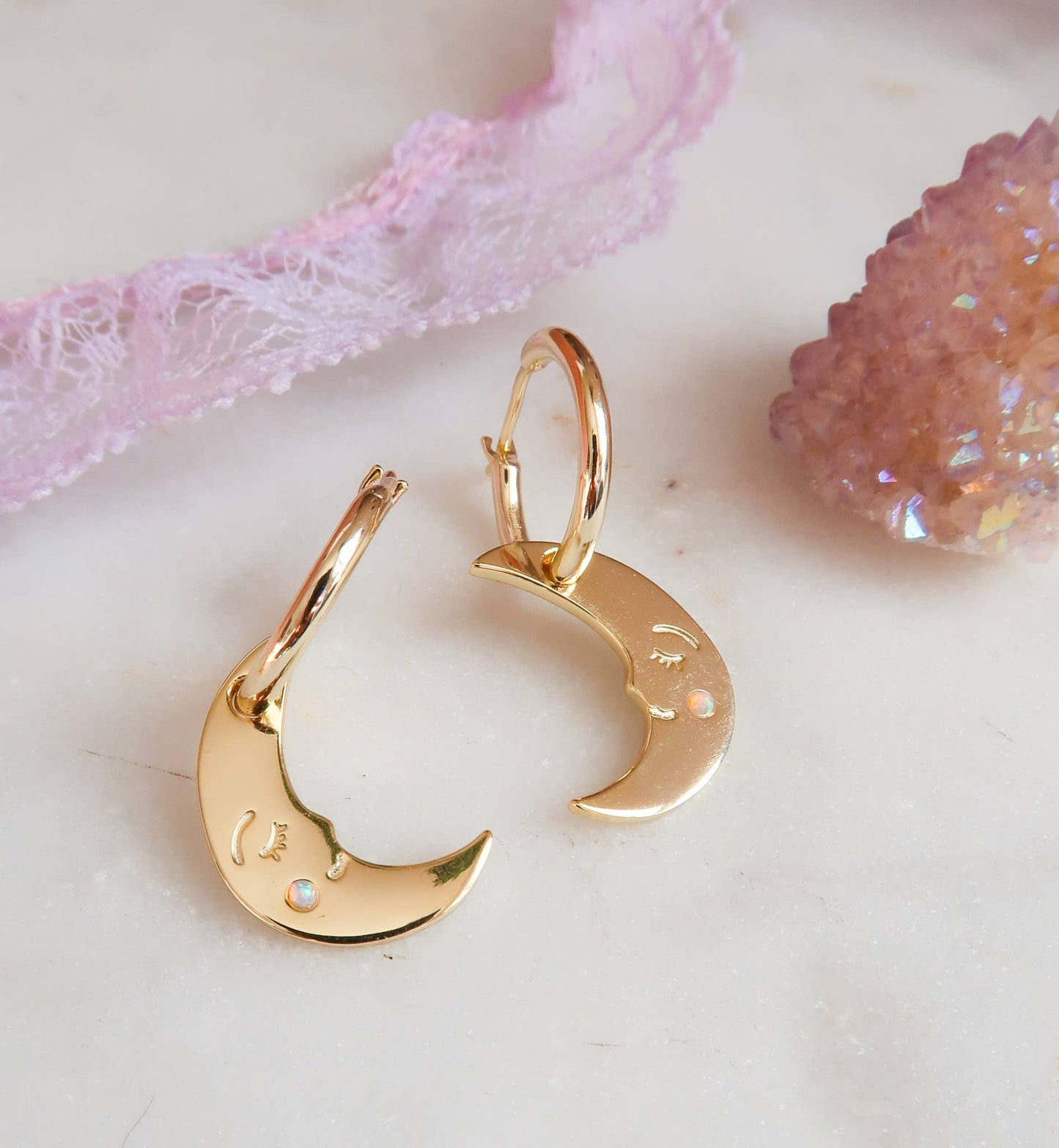 You are my Moonlit Secret Moon Hoop Earrings