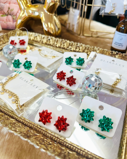 Christmas Bow Stud Earrings