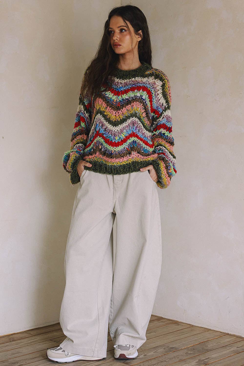 HAND KNIT MULTICOLOR  SWEATER T0026