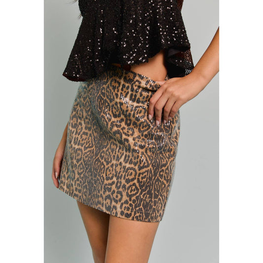 ANIMAL SEQUINS MINI SKIRT